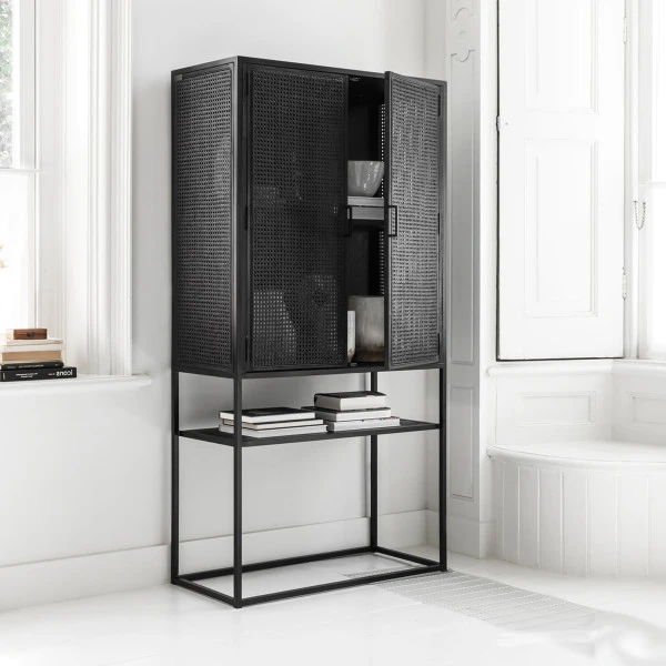 Kast Op Hoge Poten Zwart 4 Kast Op Hoge Poten Zwart - Afbeelding 2