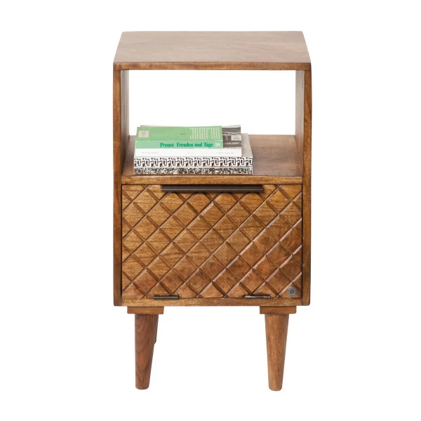 Retro Nachtkastje Mangohout 4 Retro Nachtkastje Mangohout - Afbeelding 2