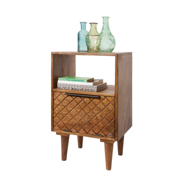 Retro Nachtkastje Mangohout 5 Retro Nachtkastje Mangohout - Afbeelding 3