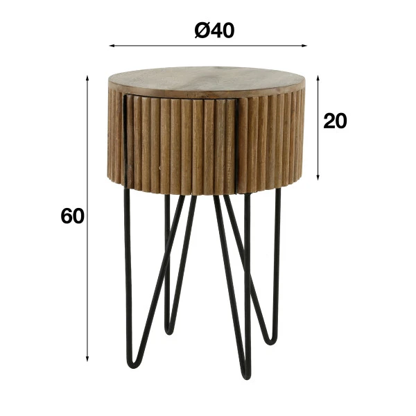 Rond Nachtkastje Mangohout 8 Rond Nachtkastje Mangohout - Afbeelding 6
