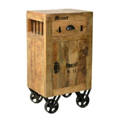 Rustiek Nachtkastje Van Mangohout -BEPUREHOME Winkel rustiek nachtkastje op wielen 02