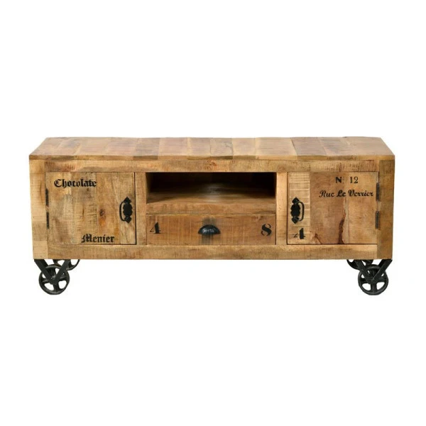 Rustiek Tv-meubel Mangohout 140 Cm 4 Rustiek Tv-meubel Mangohout 140 Cm - Afbeelding 2