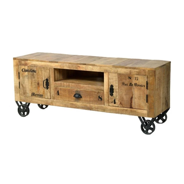 Rustiek Tv-meubel Mangohout 140 Cm 5 Rustiek Tv-meubel Mangohout 140 Cm - Afbeelding 3