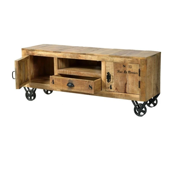 Rustiek Tv-meubel Mangohout 140 Cm 6 Rustiek Tv-meubel Mangohout 140 Cm - Afbeelding 4