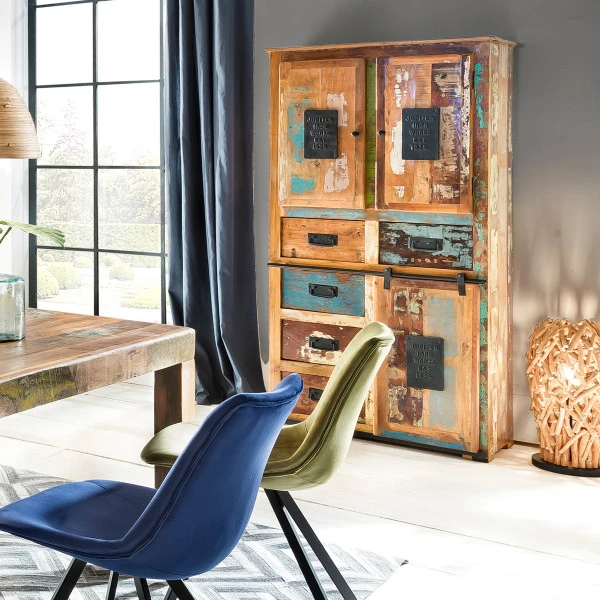 Hoge Kast Van Gerecycled Hout 4 Hoge Kast Van Gerecycled Hout - Afbeelding 2