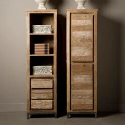 Smalle Wandkast Teak -BEPUREHOME Winkel smalle wandkast teak tower living venetie 01 1