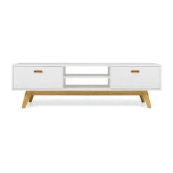 Tv-meubel Mat Wit Met Eiken