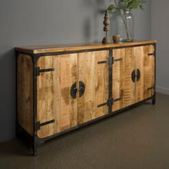 Industrieel Dressoir Mangohout -BEPUREHOME Winkel tower living basto bruin houten dressoir 01