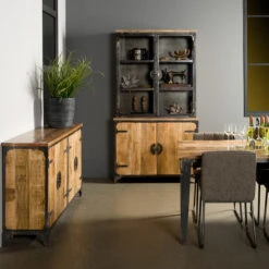 Industrieel Dressoir Mangohout -BEPUREHOME Winkel tower living basto houten eettafel 3