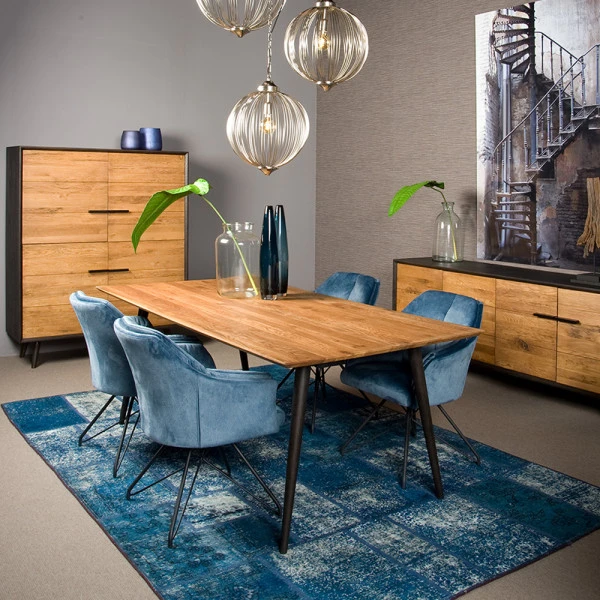 Zwart Eiken Dressoir Retro 200 Cm 4 Zwart Eiken Dressoir Retro 200 Cm - Afbeelding 2