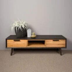 Retro Tv-meubel Zwart Eiken 152 Cm