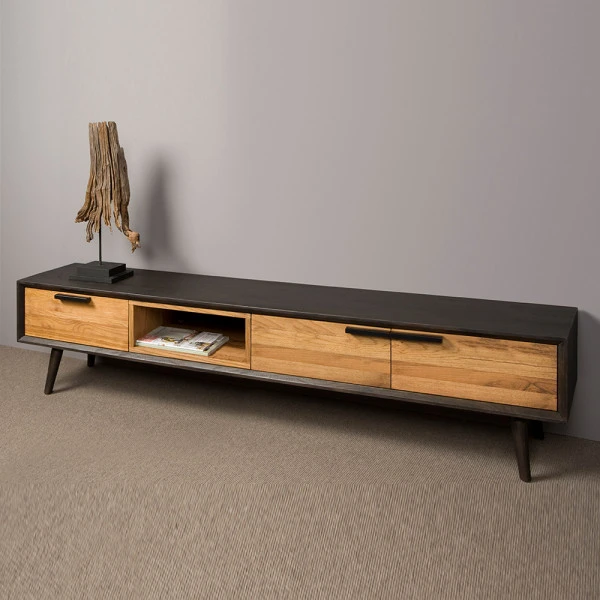 Zwart Tv-meubel Eiken Retro 200 Cm 3 Zwart Tv-meubel Eiken Retro 200 Cm