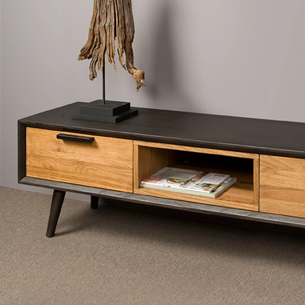 Zwart Tv-meubel Eiken Retro 200 Cm 4 Zwart Tv-meubel Eiken Retro 200 Cm - Afbeelding 2