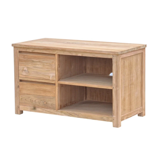 Hoog Tv-meubel Teak - 2 Lades - 100cm - Afbeelding 2