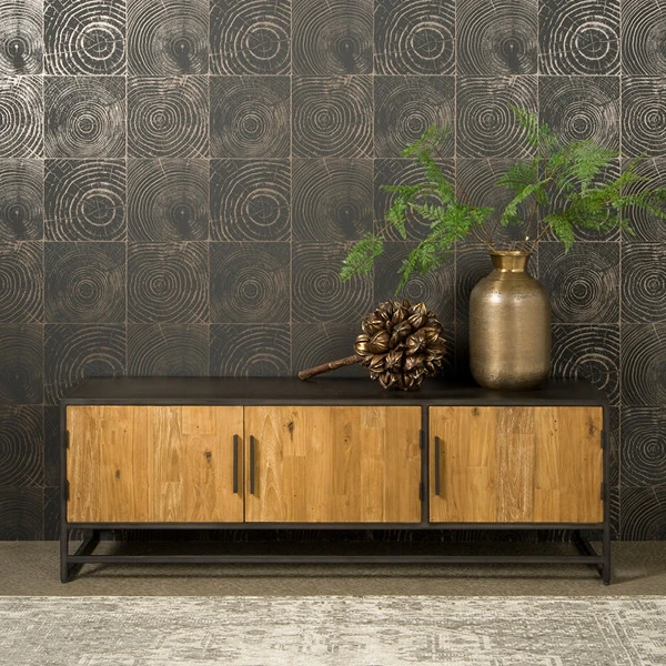 Tv-meubel Staal En Teak 160 Cm 3 Tv-meubel Staal En Teak 160 Cm