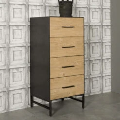 Smalle Ladenkast Eiken Met Metaal -BEPUREHOME Winkel tower living lido smalle ladenkast eiken met metaal 02