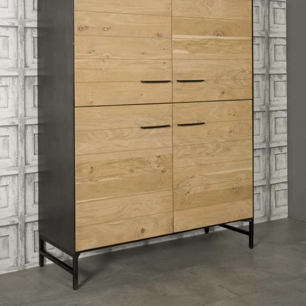 Wandkast Eiken Met Metaal 4 Wandkast Eiken Met Metaal - Afbeelding 2