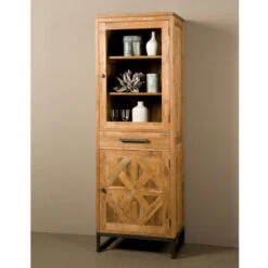 Voorkant -BEPUREHOME Winkel tower living mascio vitrine kast van gerecycled teakhout 2d 02