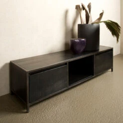 Zwart Tv-meubel Industrieel -BEPUREHOME Winkel tower living paterno zwart tv meubel 01