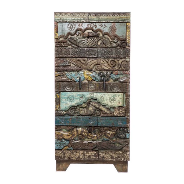 Indiase Kast Houtsnijwerk 3 Indiase Kast Houtsnijwerk