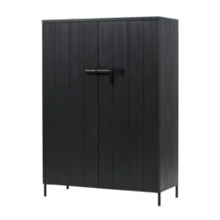 WOOOD Zwarte Kast Grenen Diep Zwart -BEPUREHOME Winkel woood bruut zwarte houten wandkast 02