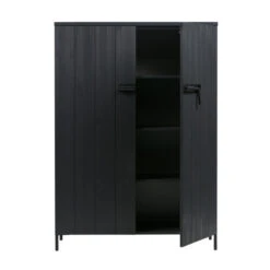 WOOOD Zwarte Kast Grenen Diep Zwart -BEPUREHOME Winkel woood bruut zwarte houten wandkast 03