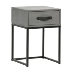 WOOOD Stoer Nachtkastje Van Grijs Hout