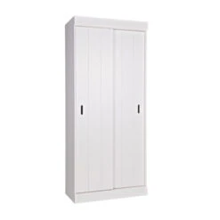 WOOOD Witte Kast Met Schuifdeuren -BEPUREHOME Winkel woood row witte opbergkast in grenen 02