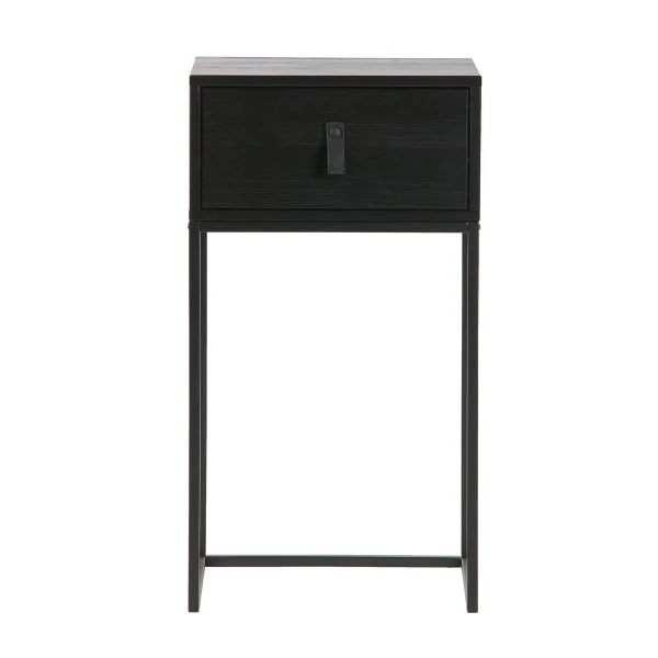 WOOOD Zwart Nachtkastje Metaal Hout 6 WOOOD Zwart Nachtkastje Metaal Hout - Afbeelding 4