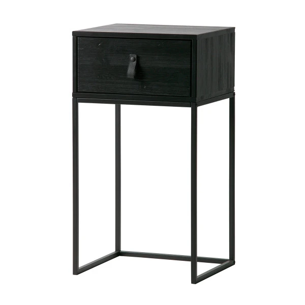 WOOOD Zwart Nachtkastje Metaal Hout 3 WOOOD Zwart Nachtkastje Metaal Hout
