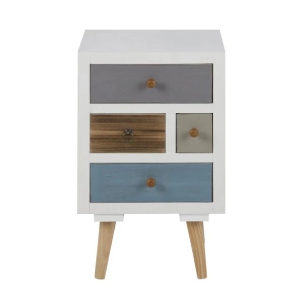 Nachtkast Met 4 Verschillende Kleuren Lades 3 Nachtkast Met 4 Verschillende Kleuren Lades
