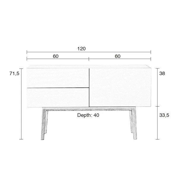 Zuiver Hoogglans Dressoir Eiken 120 Cm - Afbeelding 9