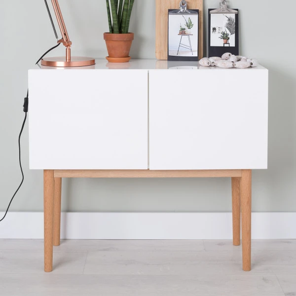 Zuiver Hoogglans Dressoir Eiken 90 Cm