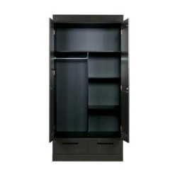 WOOOD Zwarte Kledingkast 2-deurs Met Lades -BEPUREHOME Winkel zwarte kledingkast 2deurs met lades woood connect 03