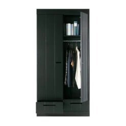 WOOOD Zwarte Kledingkast 2-deurs Met Lades -BEPUREHOME Winkel zwarte kledingkast 2deurs met lades woood connect 04