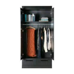WOOOD Zwarte Kledingkast 2-deurs Met Lades -BEPUREHOME Winkel zwarte kledingkast 2deurs met lades woood connect 05
